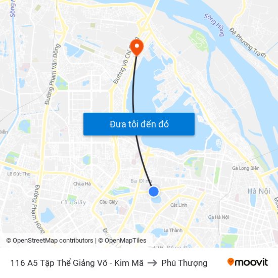 116 A5 Tập Thể Giảng Võ - Kim Mã to Phú Thượng map