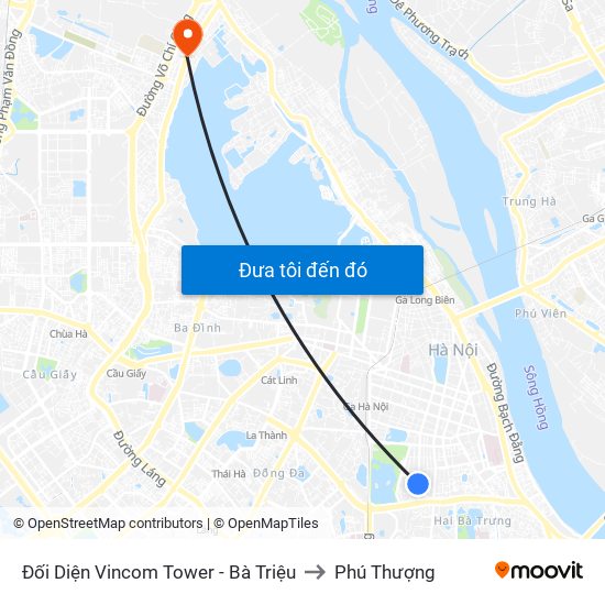 Đối Diện Vincom Tower - Bà Triệu to Phú Thượng map