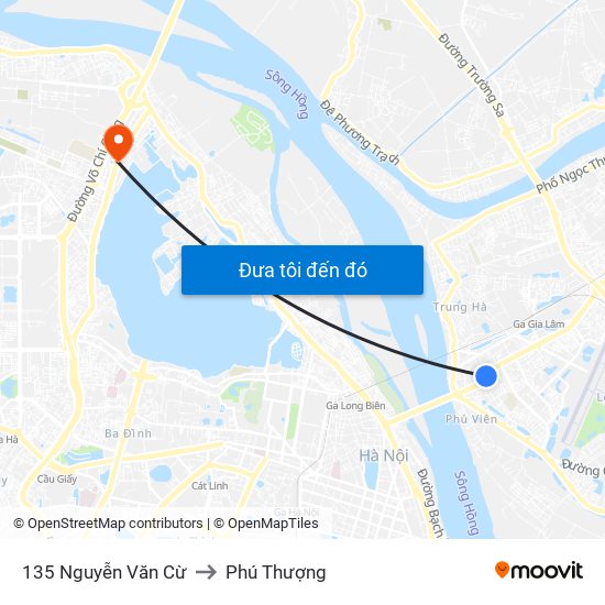 135 Nguyễn Văn Cừ to Phú Thượng map