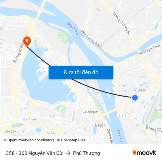 358 - 360 Nguyễn Văn Cừ to Phú Thượng map