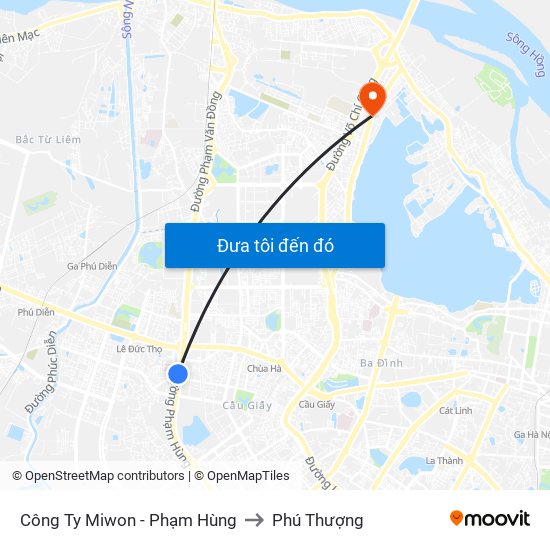 Công Ty Miwon - Phạm Hùng to Phú Thượng map