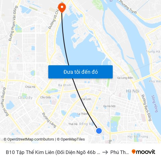 B10 Tập Thể Kim Liên (Đối Diện Ngõ 46b Phạm Ngọc Thạch) to Phú Thượng map