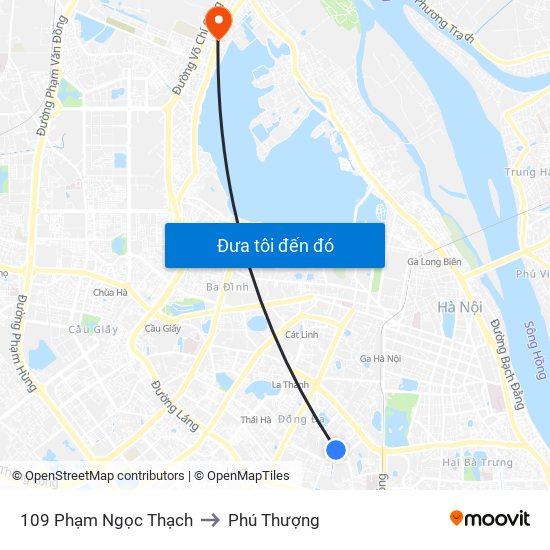 109 Phạm Ngọc Thạch to Phú Thượng map