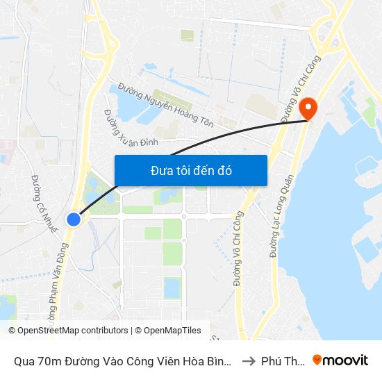 Qua 70m Đường Vào Công Viên Hòa Bình - Phạm Văn Đồng to Phú Thượng map