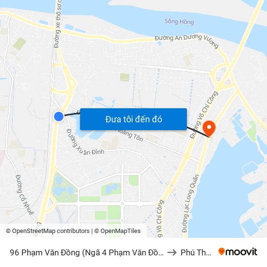 96 Phạm Văn Đồng (Ngã 4 Phạm Văn Đồng - Xuân Đỉnh) to Phú Thượng map