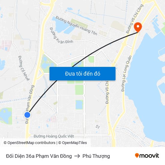 Đối Diện 36a Phạm Văn Đồng to Phú Thượng map