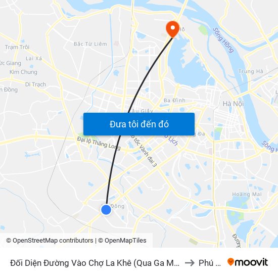 Đối Diện Đường Vào Chợ La Khê (Qua Ga Metro La Khê) - 405 Quang Trung (Hà Đông) to Phú Thượng map