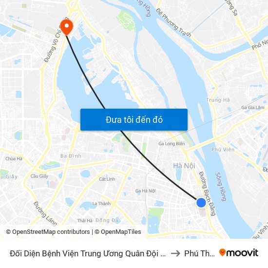 Đối Diện Bệnh Viện Trung Ương Quân Đội 108 - Trần Hưng Đạo to Phú Thượng map