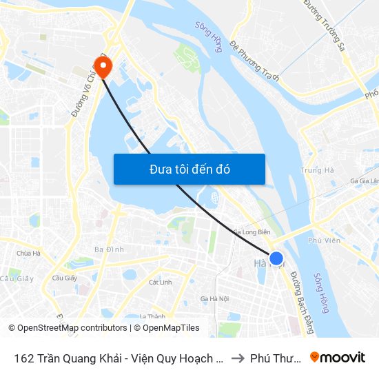 162 Trần Quang Khải - Viện Quy Hoạch Thủy Lợi to Phú Thượng map