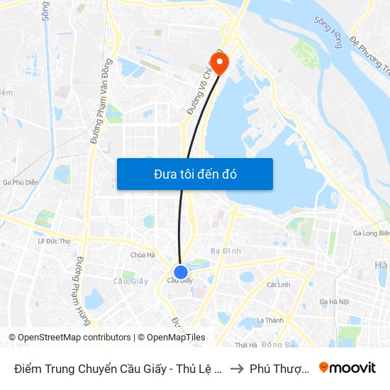 Điểm Trung Chuyển Cầu Giấy - Thủ Lệ 02 to Phú Thượng map