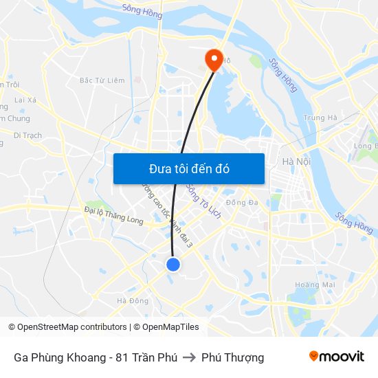 Ga Phùng Khoang - 81 Trần Phú to Phú Thượng map