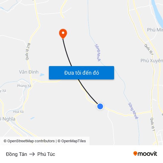 Đồng Tân to Phú Túc map