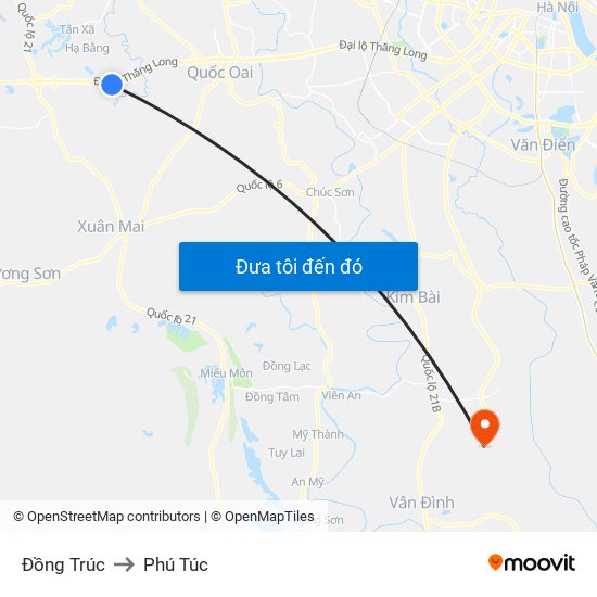 Đồng Trúc to Phú Túc map