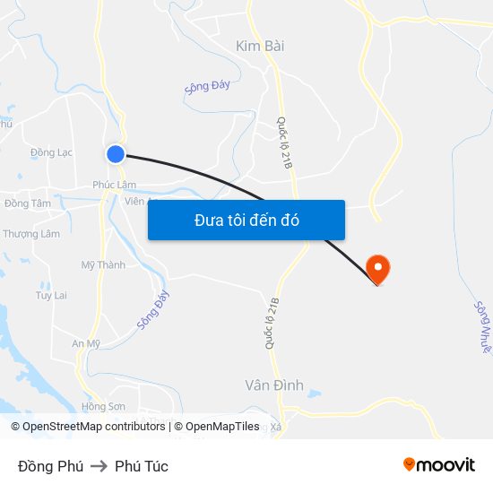 Đồng Phú to Phú Túc map