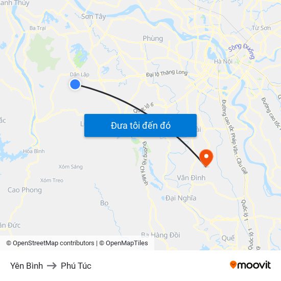 Yên Bình to Phú Túc map