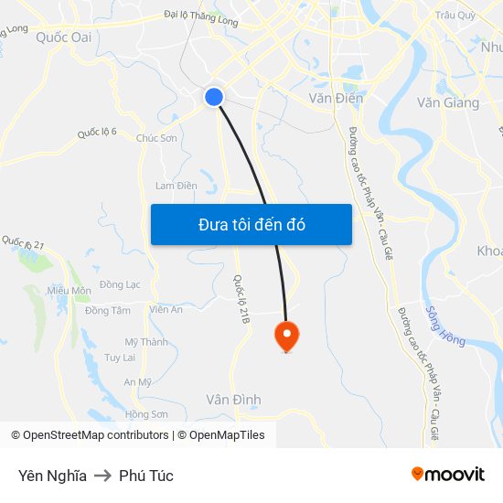 Yên Nghĩa to Phú Túc map