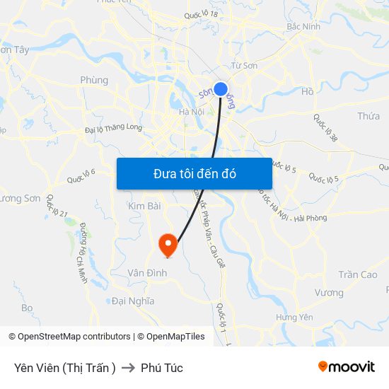 Yên Viên (Thị Trấn ) to Phú Túc map