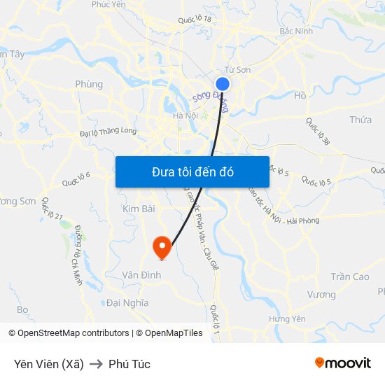Yên Viên (Xã) to Phú Túc map