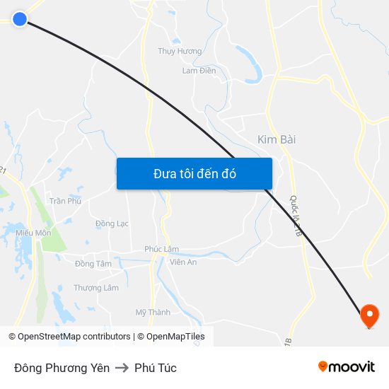 Đông Phương Yên to Phú Túc map