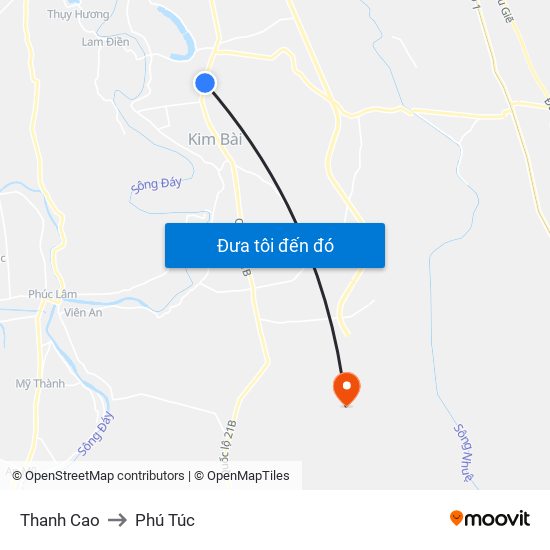 Thanh Cao to Phú Túc map