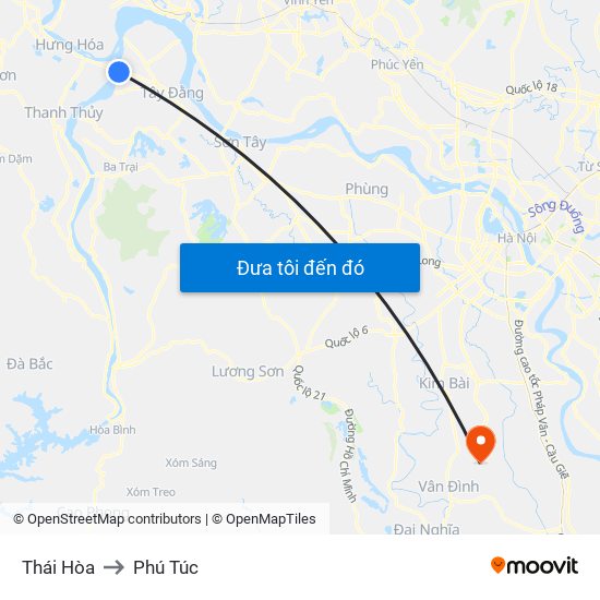 Thái Hòa to Phú Túc map