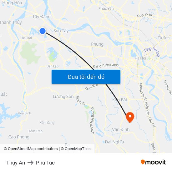 Thụy An to Phú Túc map