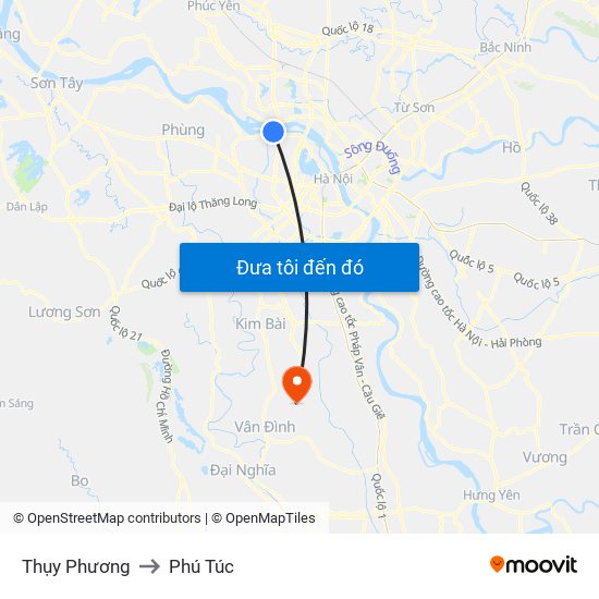 Thụy Phương to Phú Túc map