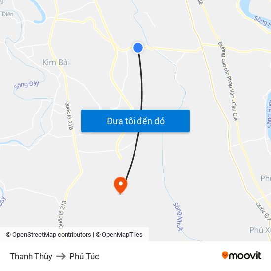 Thanh Thùy to Phú Túc map
