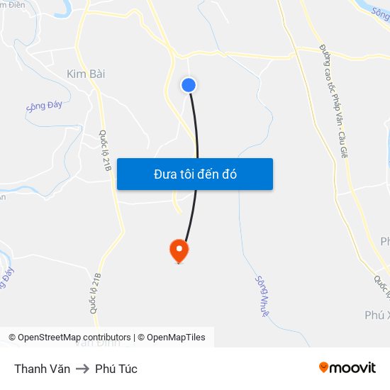 Thanh Văn to Phú Túc map
