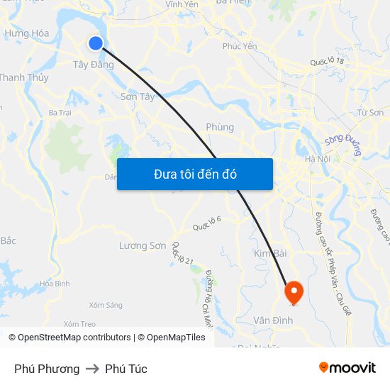 Phú Phương to Phú Túc map