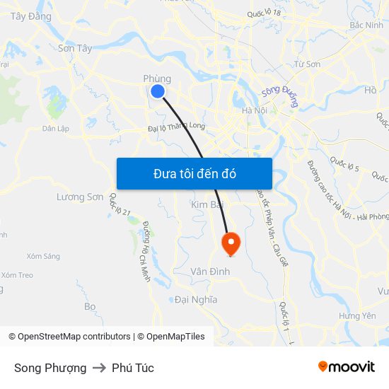 Song Phượng to Phú Túc map