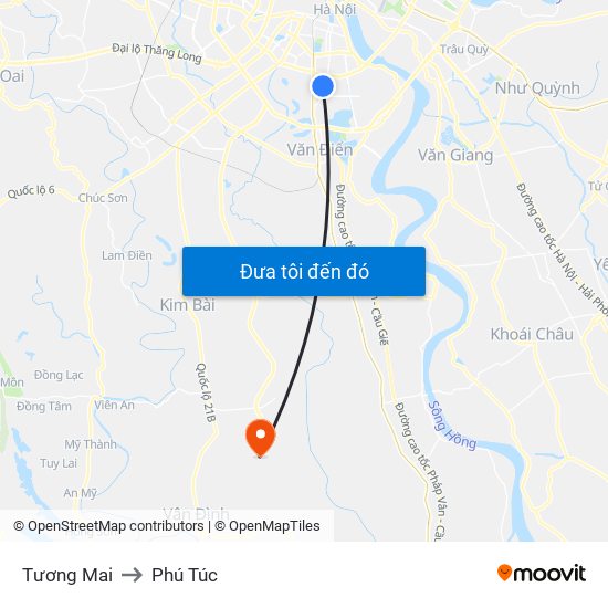 Tương Mai to Phú Túc map