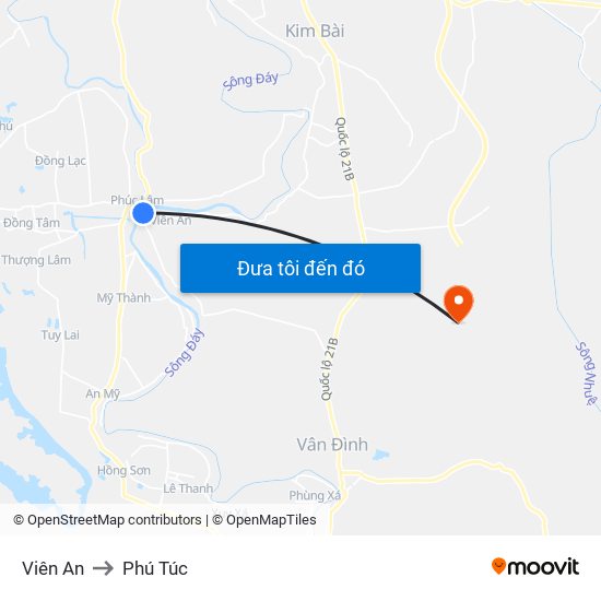 Viên An to Phú Túc map
