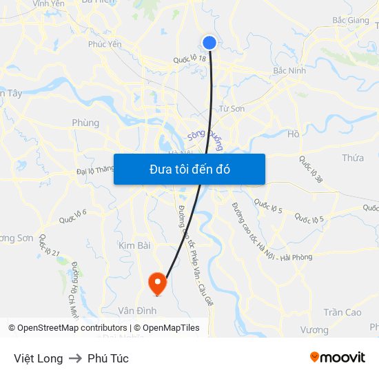 Việt Long to Phú Túc map