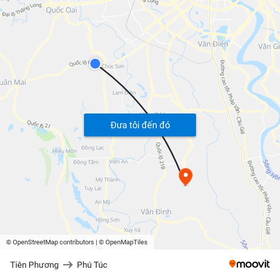Tiên Phương to Phú Túc map