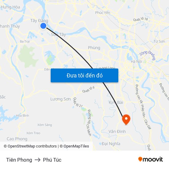 Tiên Phong to Phú Túc map