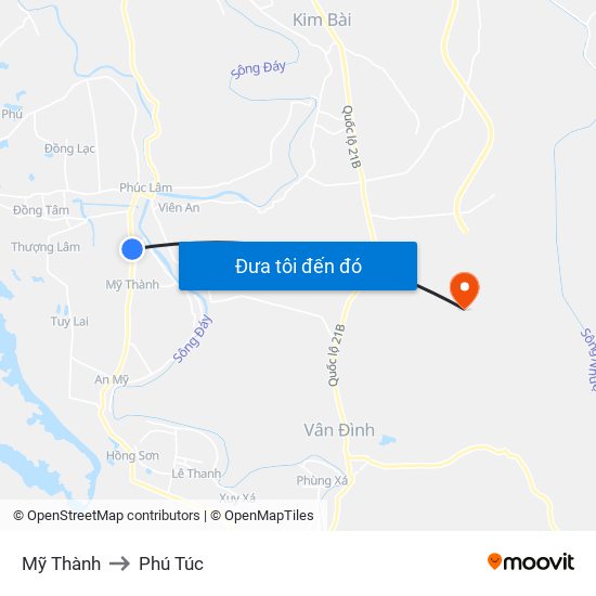 Mỹ Thành to Phú Túc map