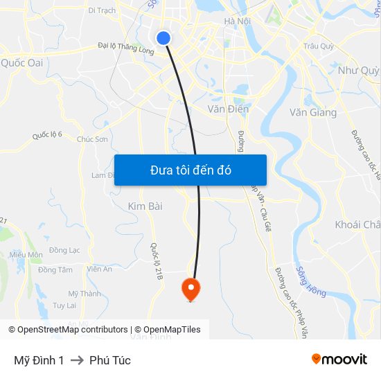 Mỹ Đình 1 to Phú Túc map