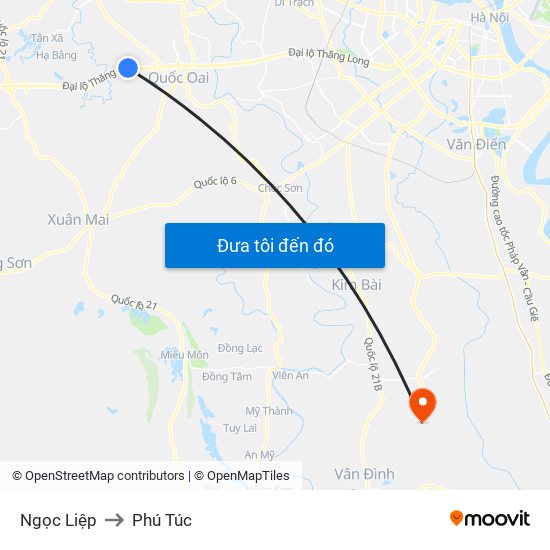 Ngọc Liệp to Phú Túc map