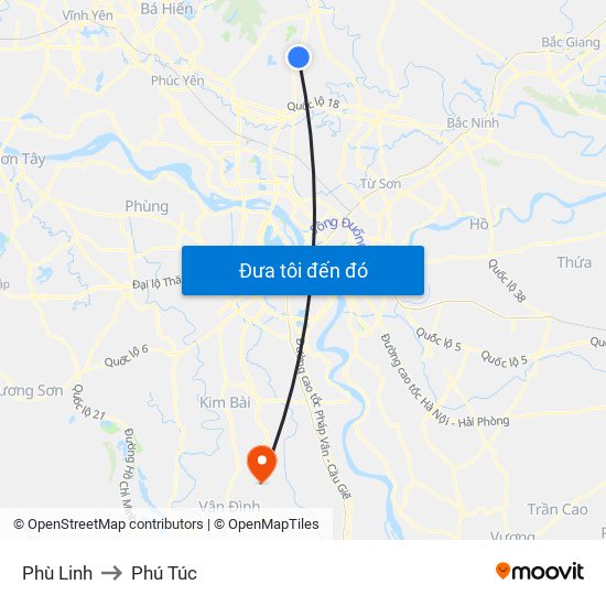 Phù Linh to Phú Túc map