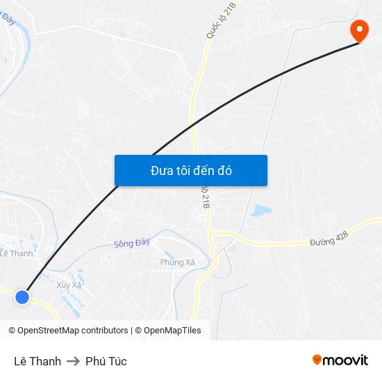 Lê Thanh to Phú Túc map