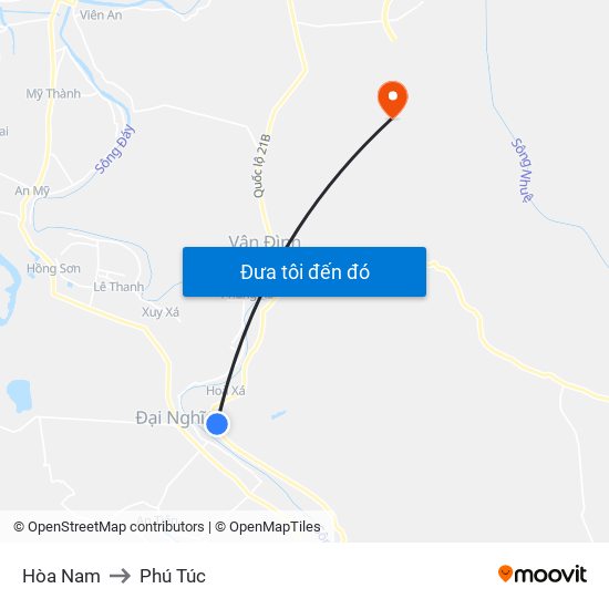 Hòa Nam to Phú Túc map