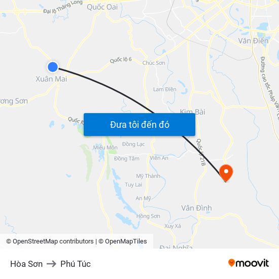 Hòa Sơn to Phú Túc map