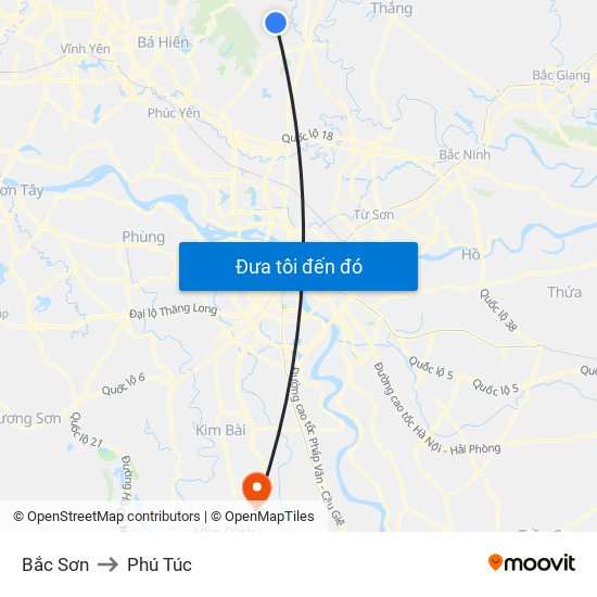 Bắc Sơn to Phú Túc map
