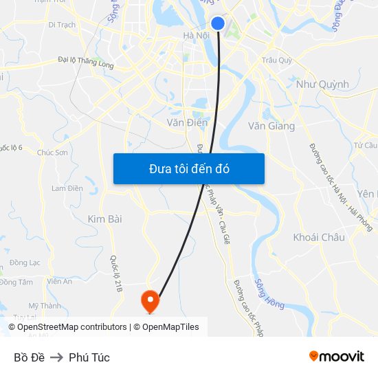 Bồ Đề to Phú Túc map