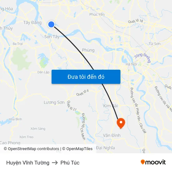 Huyện Vĩnh Tường to Phú Túc map