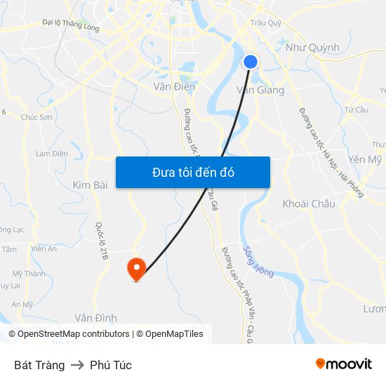 Bát Tràng to Phú Túc map