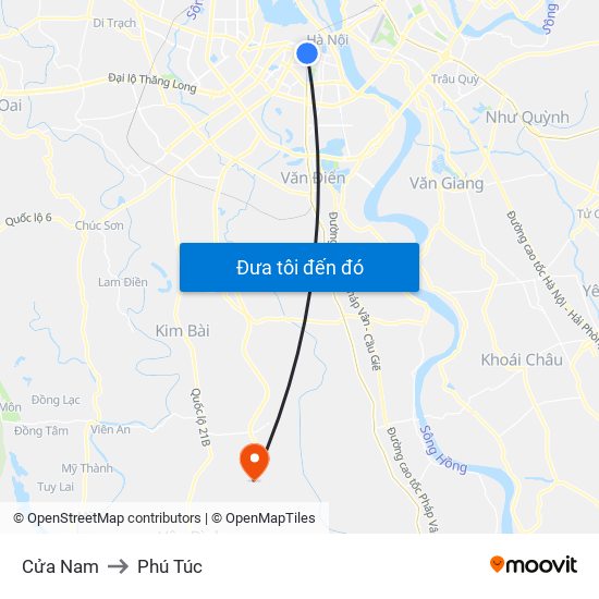 Cửa Nam to Phú Túc map