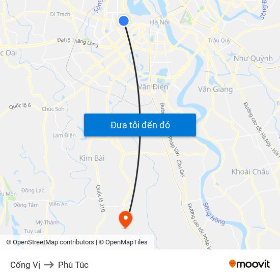 Cống Vị to Phú Túc map
