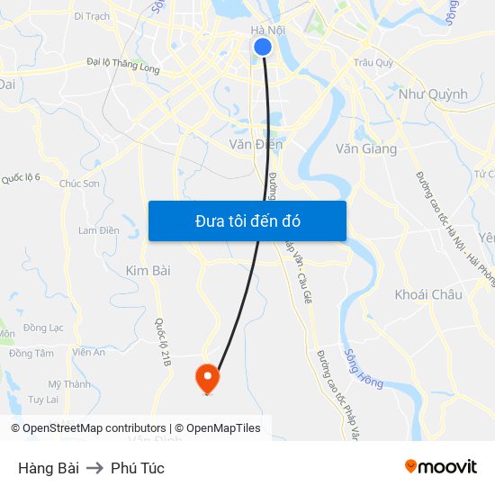 Hàng Bài to Phú Túc map